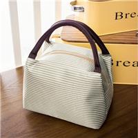  Striped Thermal Lunch Bag with Soft Handles